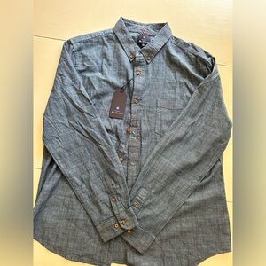 NWT Ben Sherman XL 100% cotton blue button down collar shirt